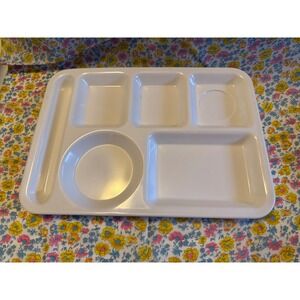 Vintage Texas Ware Melamine Cafeteria Tray White Divided School Lunch Plate PMC